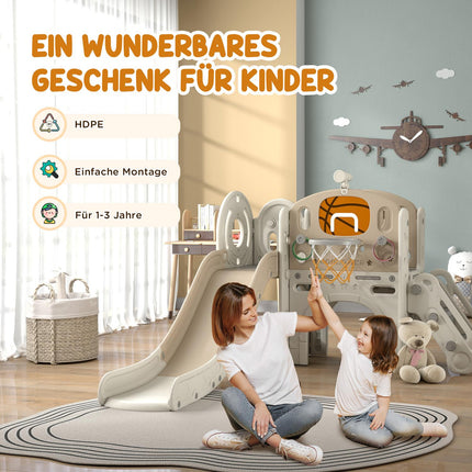 Children's 7-in-1 slide climbing frame with basketball hoop