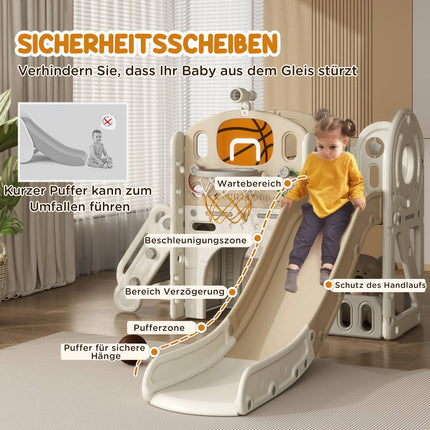Children's 7-in-1 slide climbing frame with basketball hoop