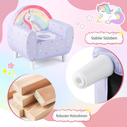 Children's Sofa with Backrest & Armrest – Unicorn Design