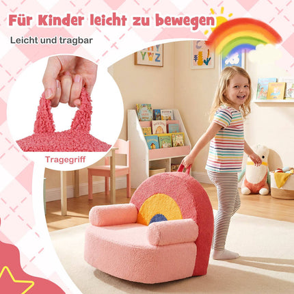 Children's Sofa with High-Density Foam & Teddy Plush, Pink