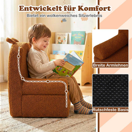 Children's Sofa with Removable Teddy Fleece Cover, Brown