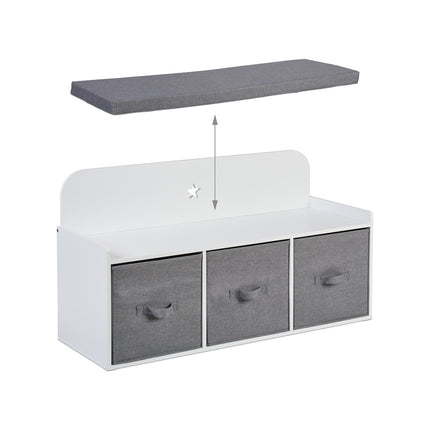 Children's Storage Bench with Baskets and Cushion