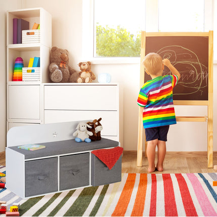 Children's Storage Bench with Baskets and Cushion