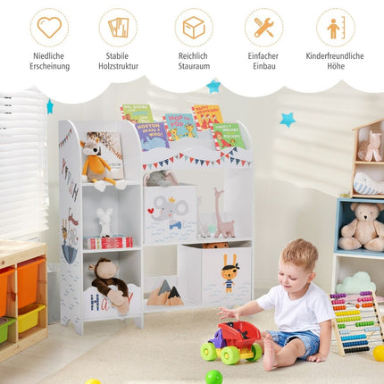 Children's Storage Cabinet with 5 Shelves & 2 Fabric Drawers