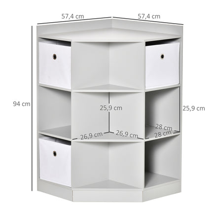 Children's Storage Shelf, 3 Fabric Drawers, Grey MDF
