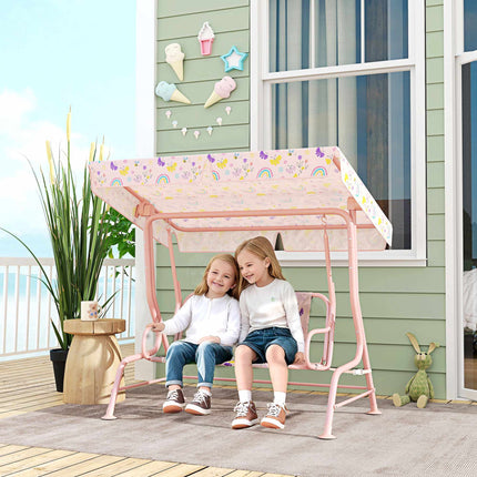 Children's Swing Chair, Steel Frame, 2-Seater, Pink