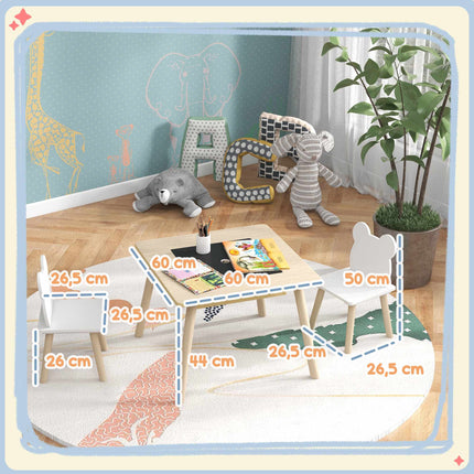 Children's Table Set with 2 Bear Chairs, Storage, Ages 3-6