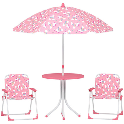 Children's Table Set with Umbrella, Pink, 4-Piece
