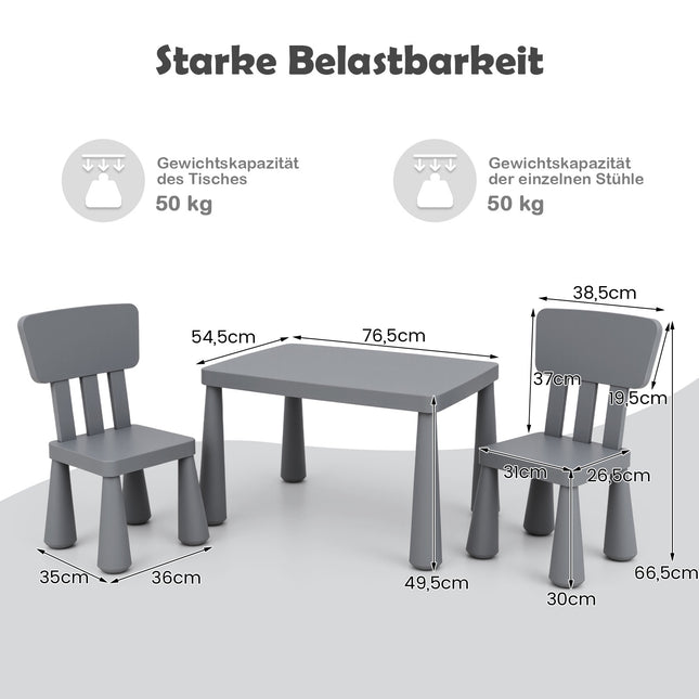 Children's Table and Chair Set, Plastic, Gray, Ages 1-7