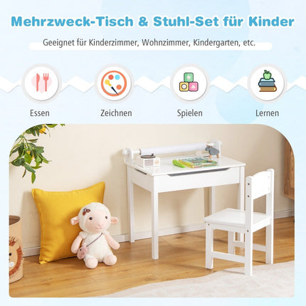 Children's Table with Chair Sensory Placemat for Children White