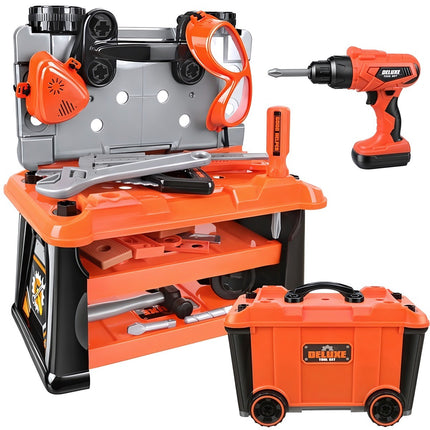 Children's Tool Set 63 Pieces with Toolbox and Battery Drill, DIY Play Set