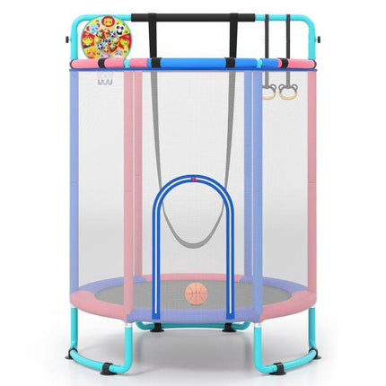 Children's Trampoline 6-in-1 with Swing & Gymnastic Bar, Blue