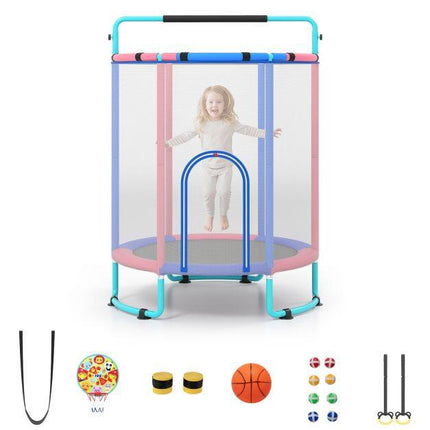 Children's Trampoline 6-in-1 with Swing & Gymnastic Bar, Blue