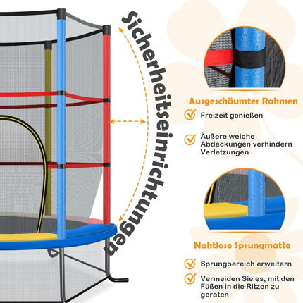 Children's Trampoline with Safety Net, Ø140cm, 135kg Capacity