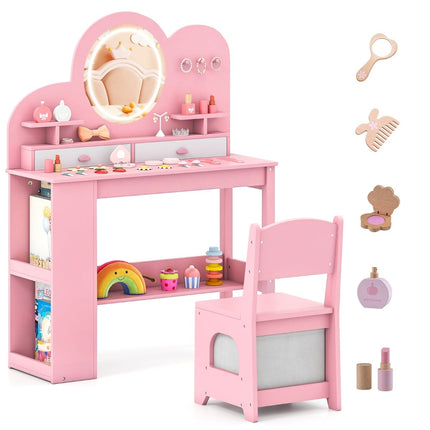 Children's Vanity Set with Lights and Chair, Pink