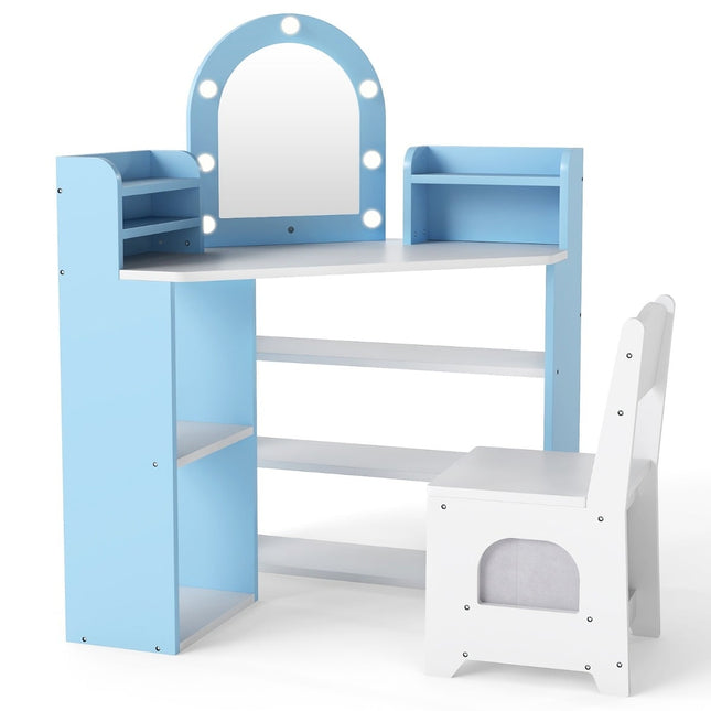 Children's Vanity Set with Mirror & Lights – Blue