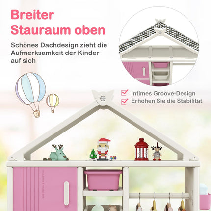 Children's Wardrobe with Clothes Rail and Shelves, Pink