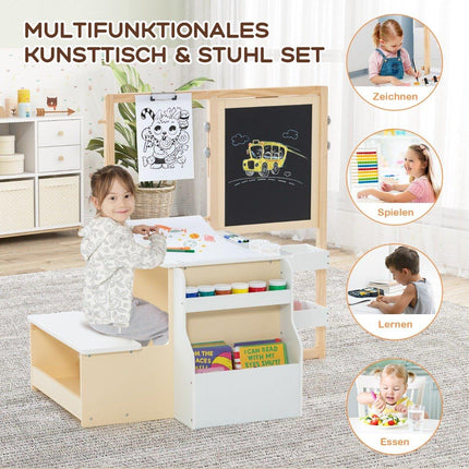 Children's Wooden Art Easel Set with Chalkboard & Whiteboard