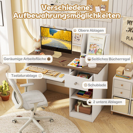 Children's Wooden Desk with Storage, 90x45x90 cm, Natural