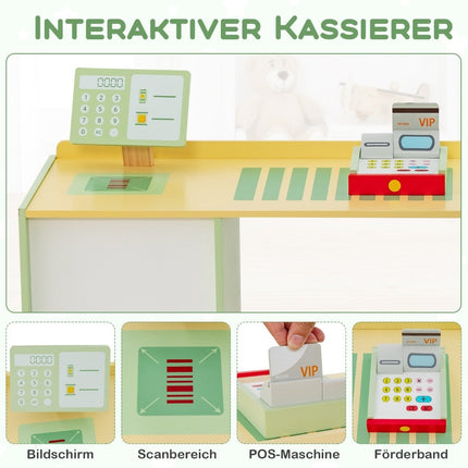 Children's Wooden Play Store with Side Counter, Green, 89x57x80 cm