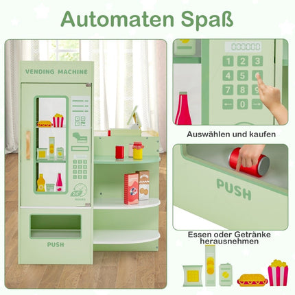 Children's Wooden Play Store with Side Counter, Green, 89x57x80 cm