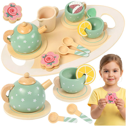 Children's Wooden Tea Set – 15-Piece Play Kit