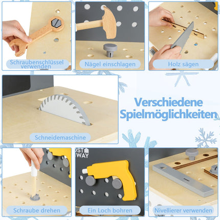 Children's Wooden Workbench Playset with Chalkboard