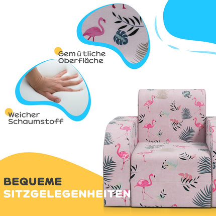 Children's sofa in Flamingo pattern, foldable and collapsible