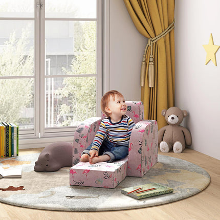 Children's sofa in Flamingo pattern, foldable and collapsible