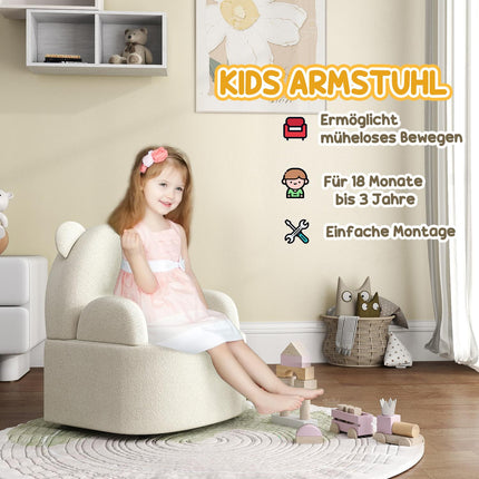 Bear-shaped armchair for children, Soft Teddy Fleece, Beige