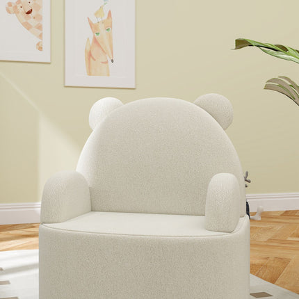 Bear-shaped armchair for children, Soft Teddy Fleece, Beige