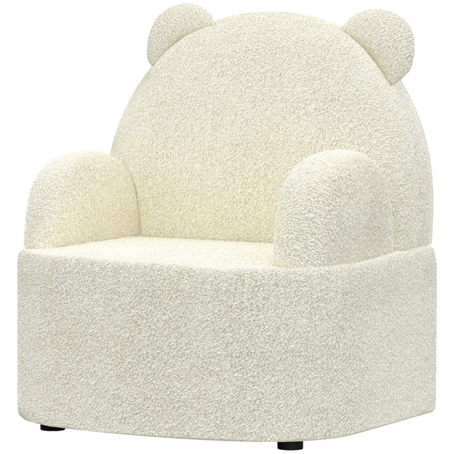 Bear-shaped armchair for children, Soft Teddy Fleece, Beige