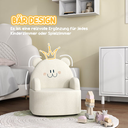 Bear-shaped armchair for children, Soft Teddy Fleece, Beige