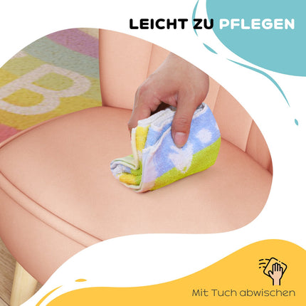 Pink Velvet Children's armchair, 3-7 years, wooden legs