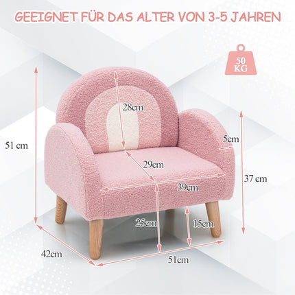 Children's armchair for toddlers Children's sofa upholstered with backrest pink