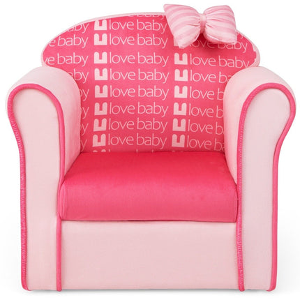Children's armchair with backrest & armrests & cute patterns & foam children's sofa pink