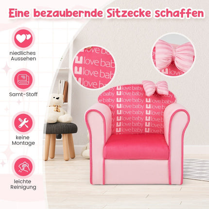 Children's armchair with backrest & armrests & cute patterns & foam children's sofa pink