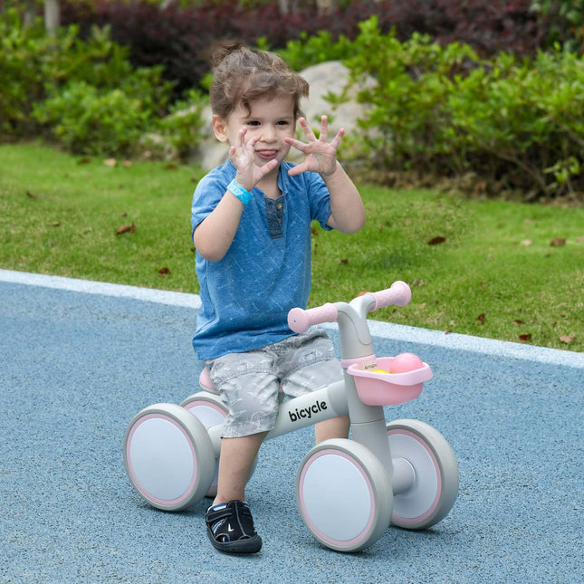 Balance bike for toddlers, Pink/White, TPU wheels without screws