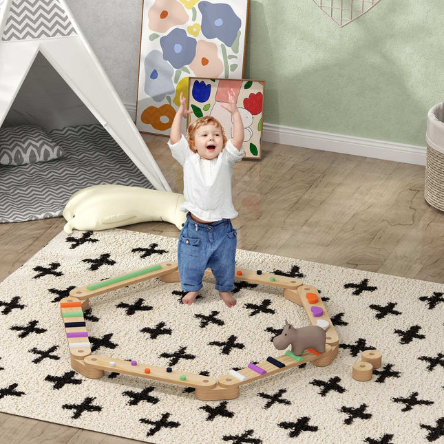 Wooden balance beam for children, colorful and stable, ages 3-8