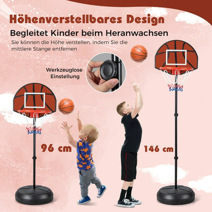 Children's basketball hoop with dartboard & 6 darts basketball stand black