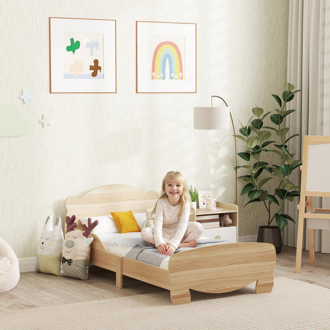 Solid Wood House Bed - Children's bed with guard rail, Bear Design