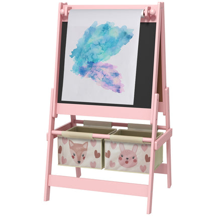 Children's 3-in-1 easel, pink, whiteboard and paper roll