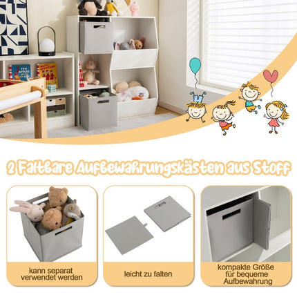 Children's bookcase 3-tier children's shelf with 2 boxes and 5 compartments 77 x 29 x 94 cm white + gray