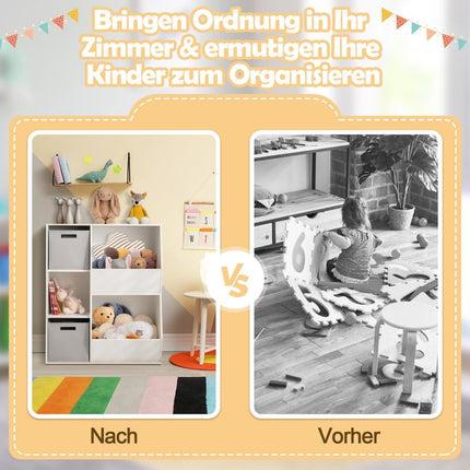 Children's bookcase 3-tier children's shelf with 2 boxes and 5 compartments 77 x 29 x 94 cm white + gray