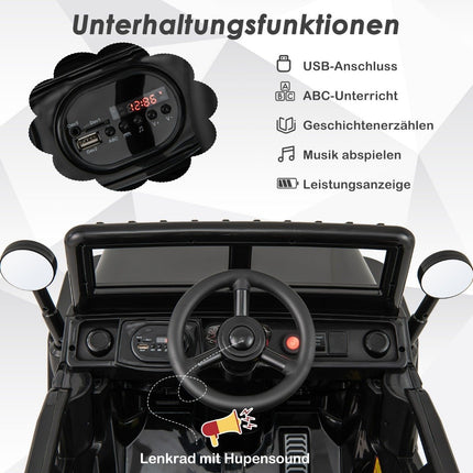 Children's car with 12 V battery electric vehicle with remote control 3 speeds black 102.5 x 64 x 59.5 cm