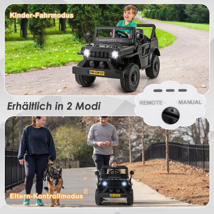 Children's car with 12 V battery electric vehicle with remote control 3 speeds black 102.5 x 64 x 59.5 cm