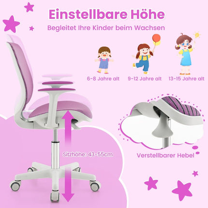 Children's desk chair 360° rotatable seat height 43-55cm height adjustable purple