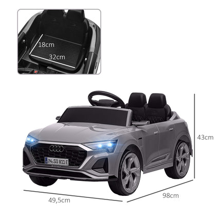 Children's 12V electric car with remote control & music, grey