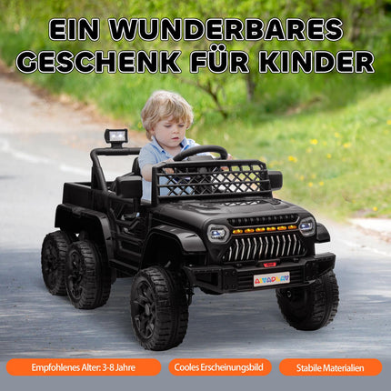 Children's 12V Electric Car, Remote Control, LED Lights, Black