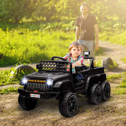 Children's 12V Electric Car, Remote Control, LED Lights, Black